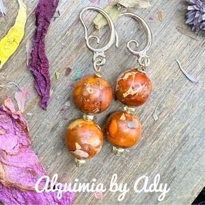 Alquimia Orange mosaic turquoise Beaded Earrings